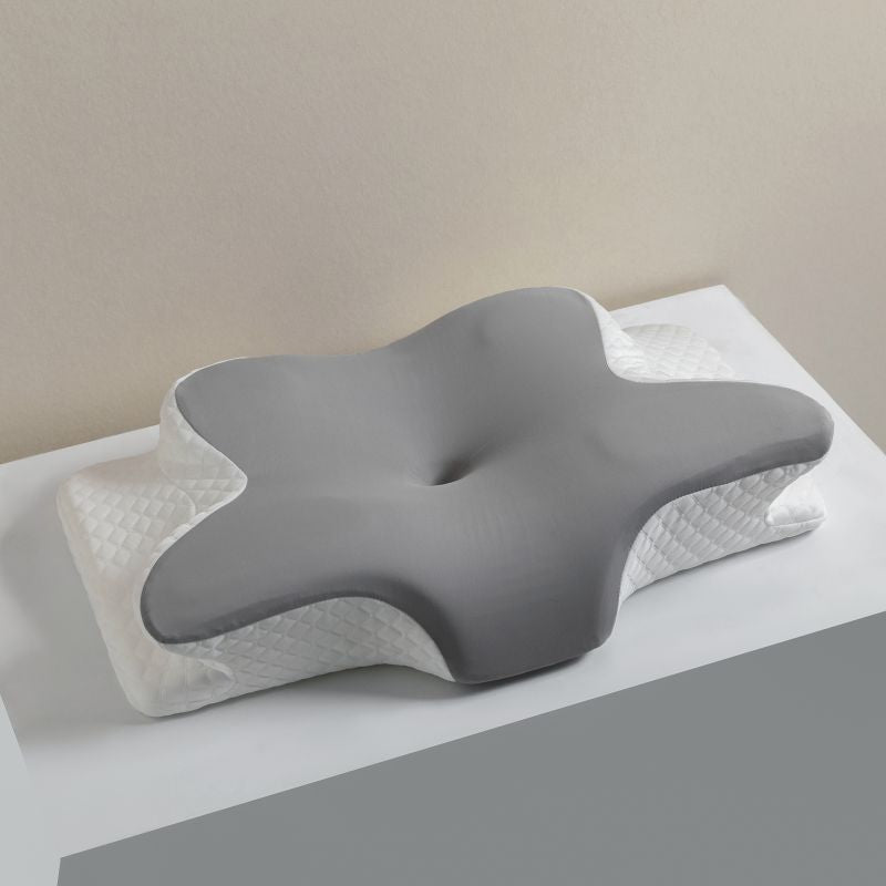 KALYSO Papillon, oreiller cervical ergonomique en forme de papillon, coloris gris