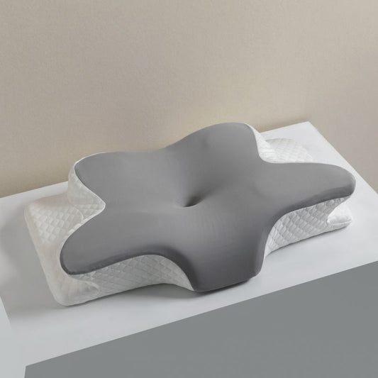 KALYSO Papillon, oreiller cervical ergonomique en forme de papillon, coloris gris